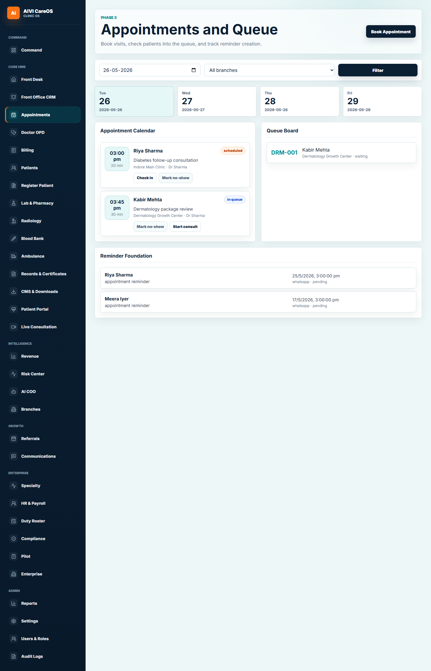 AIVI CareOS Appointment Scheduler
