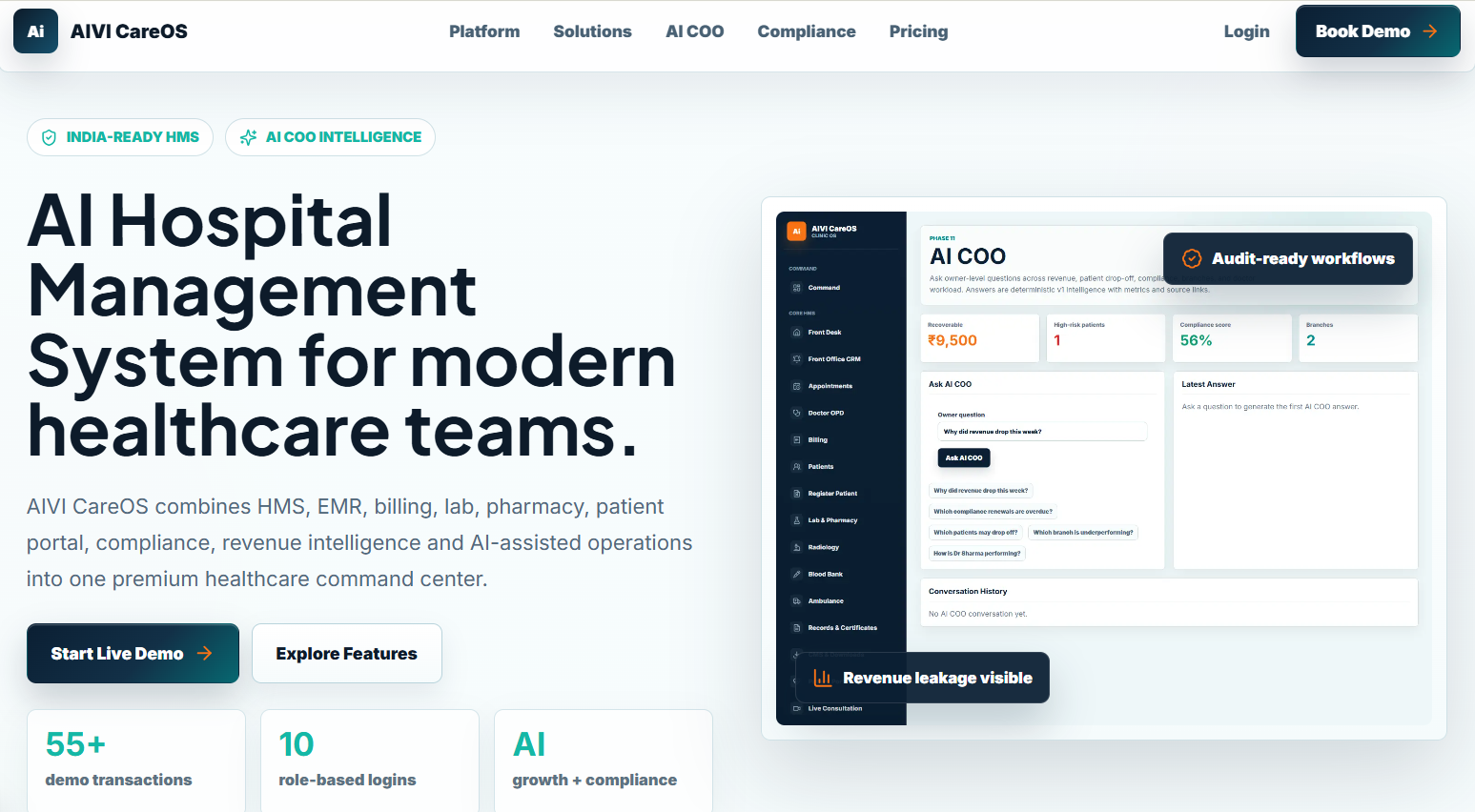 AIVI CareOS Portal Welcome Screen