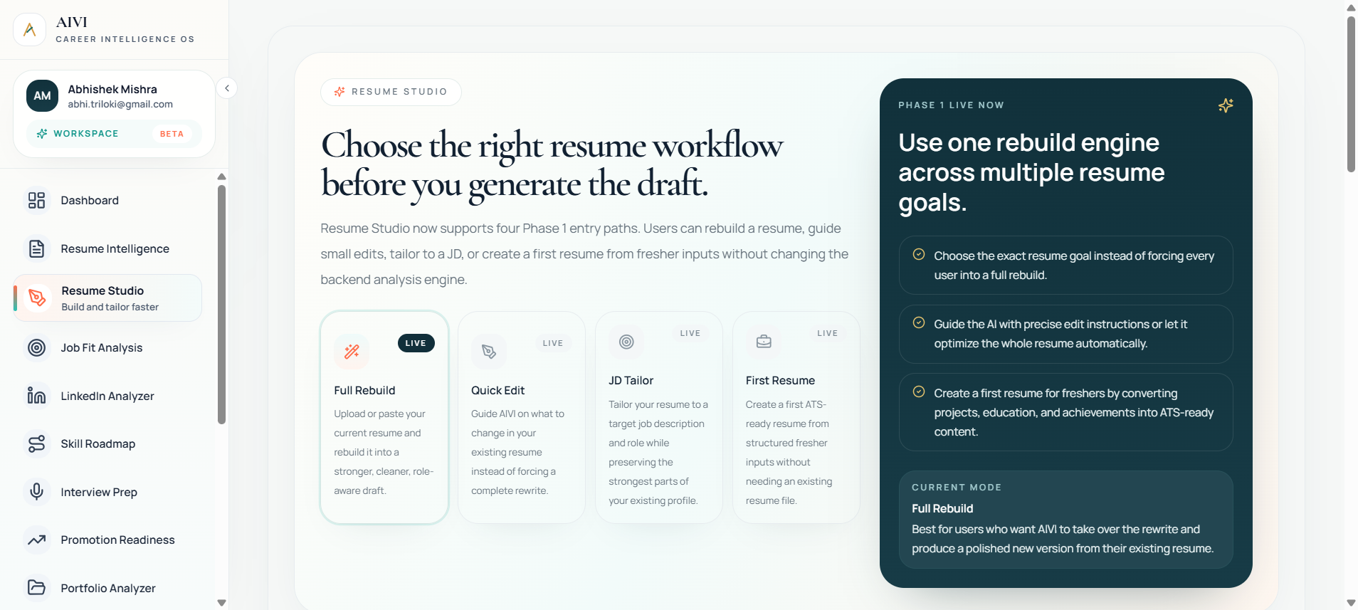 AIVI Career OS ATS Resume Studio v2