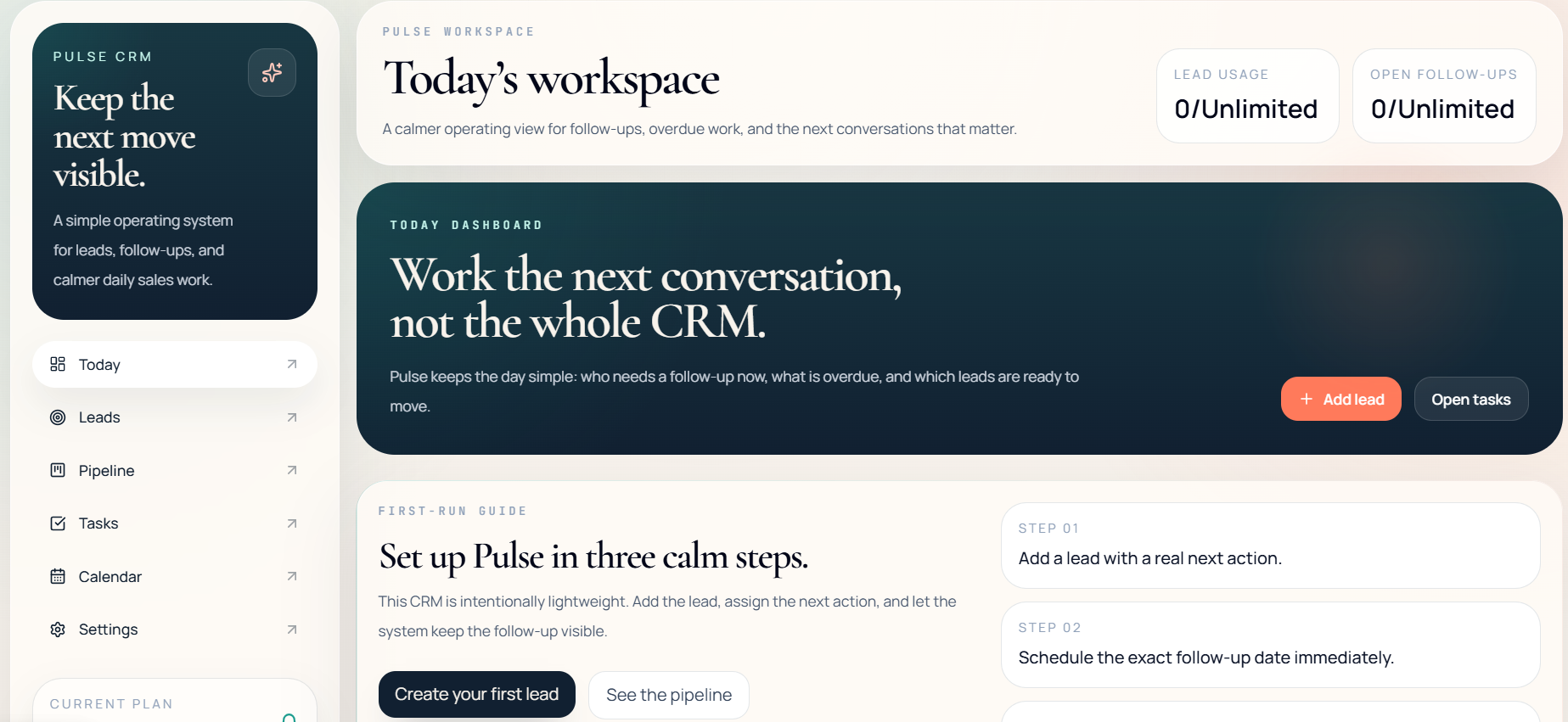 Pulse CRM Operational Sales Lead Board